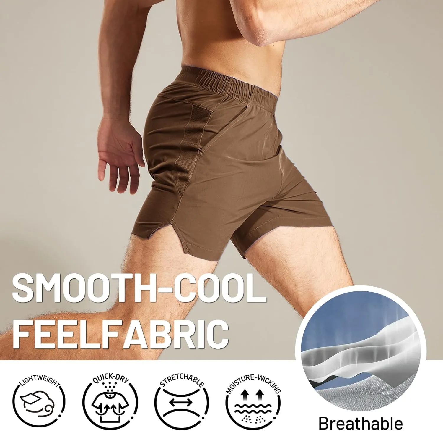 MIER Men's Workout Running Shorts Quick Dry Active 5 Inches Shorts with Pockets, Lightweight, Breathable