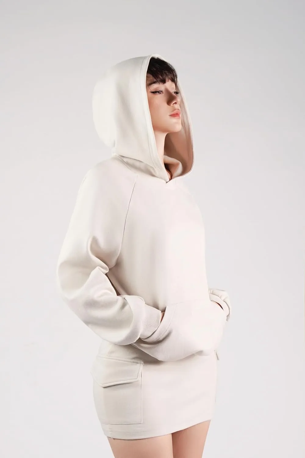 Oversized Hoodie & Cargo Mini Skirt Set 2 Piece Y2K Streetwear Casual Cozy Outfit Sporty Chic Matching Set