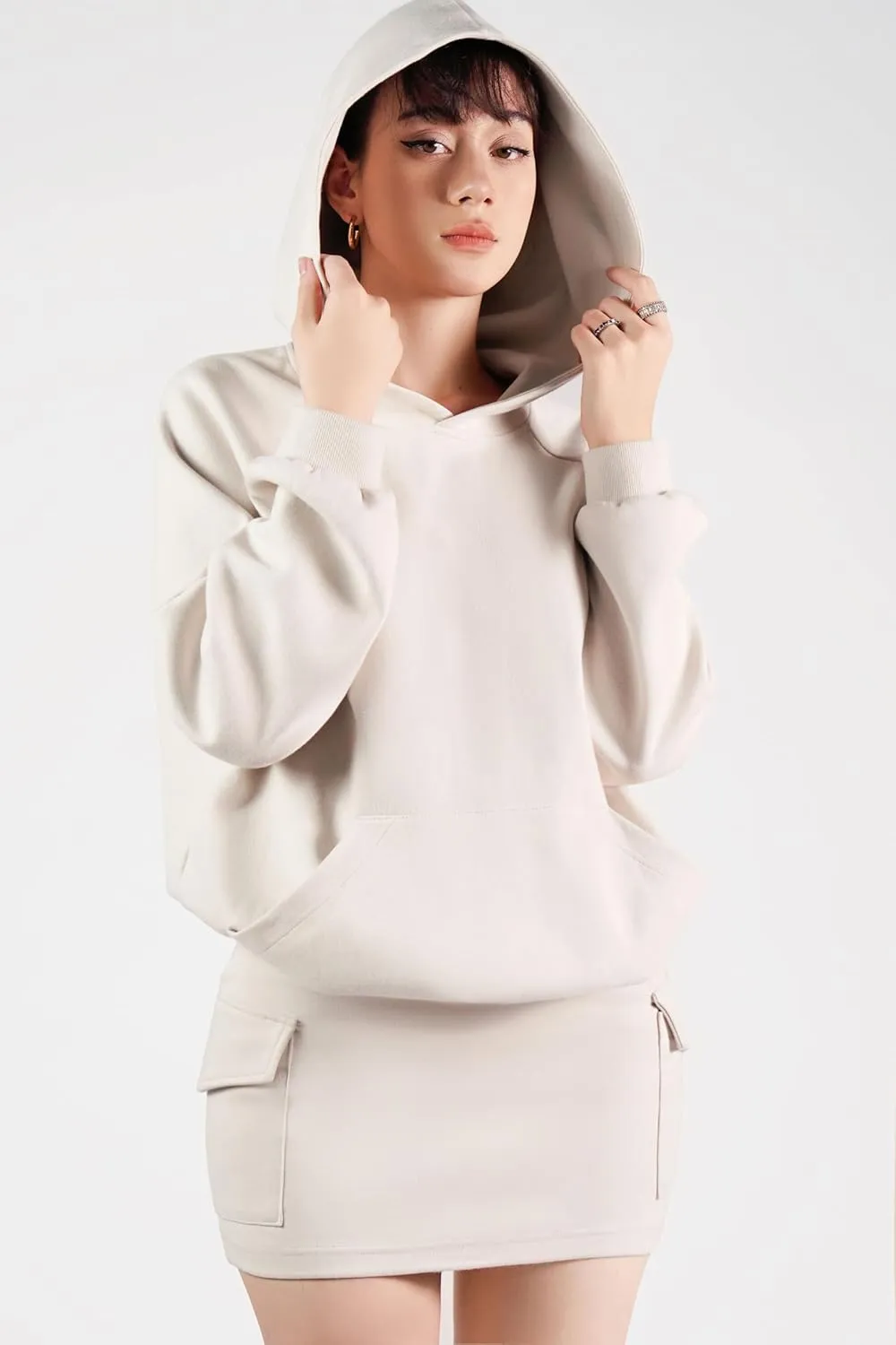 Oversized Hoodie & Cargo Mini Skirt Set 2 Piece Y2K Streetwear Casual Cozy Outfit Sporty Chic Matching Set