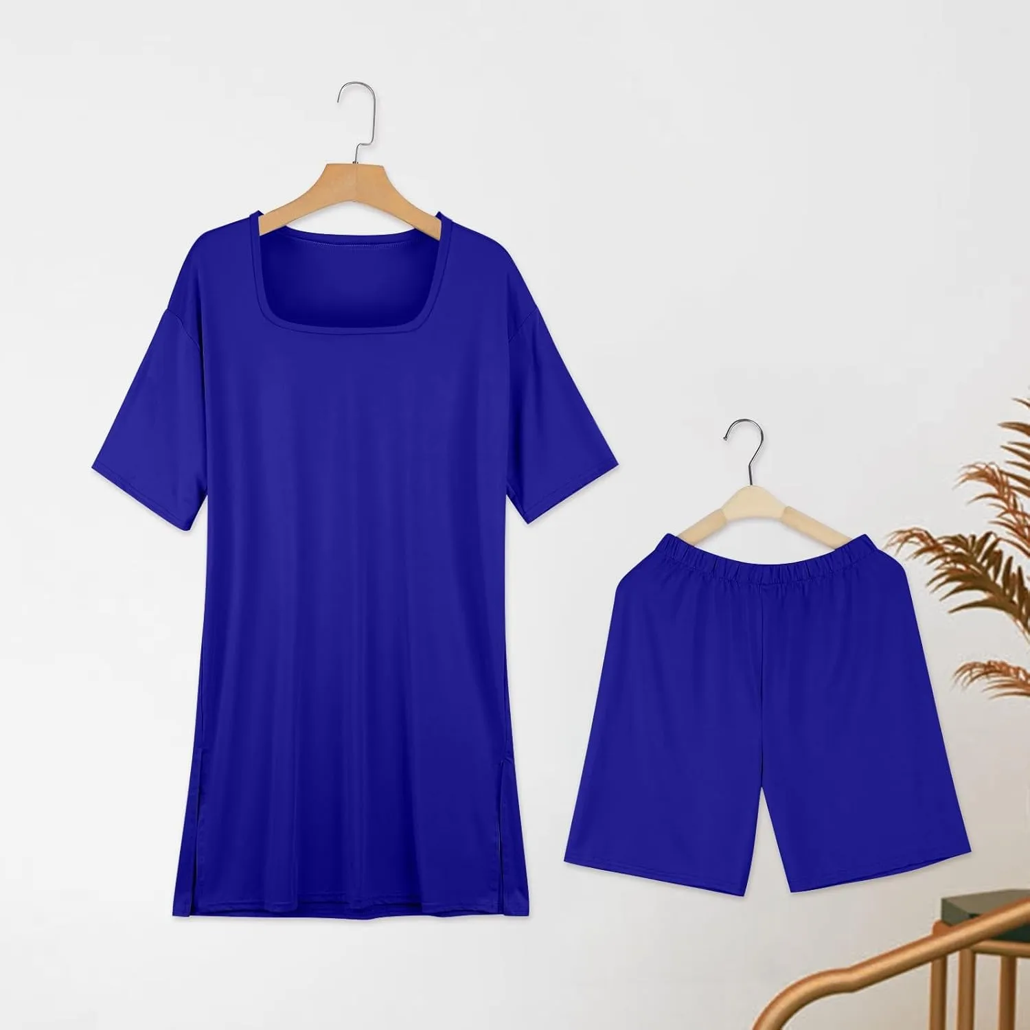 Plus Size 2 Piece Athletic Dress for Women Summer Outfits Tops and Skinny Biker Shorts Sets Tracksuits