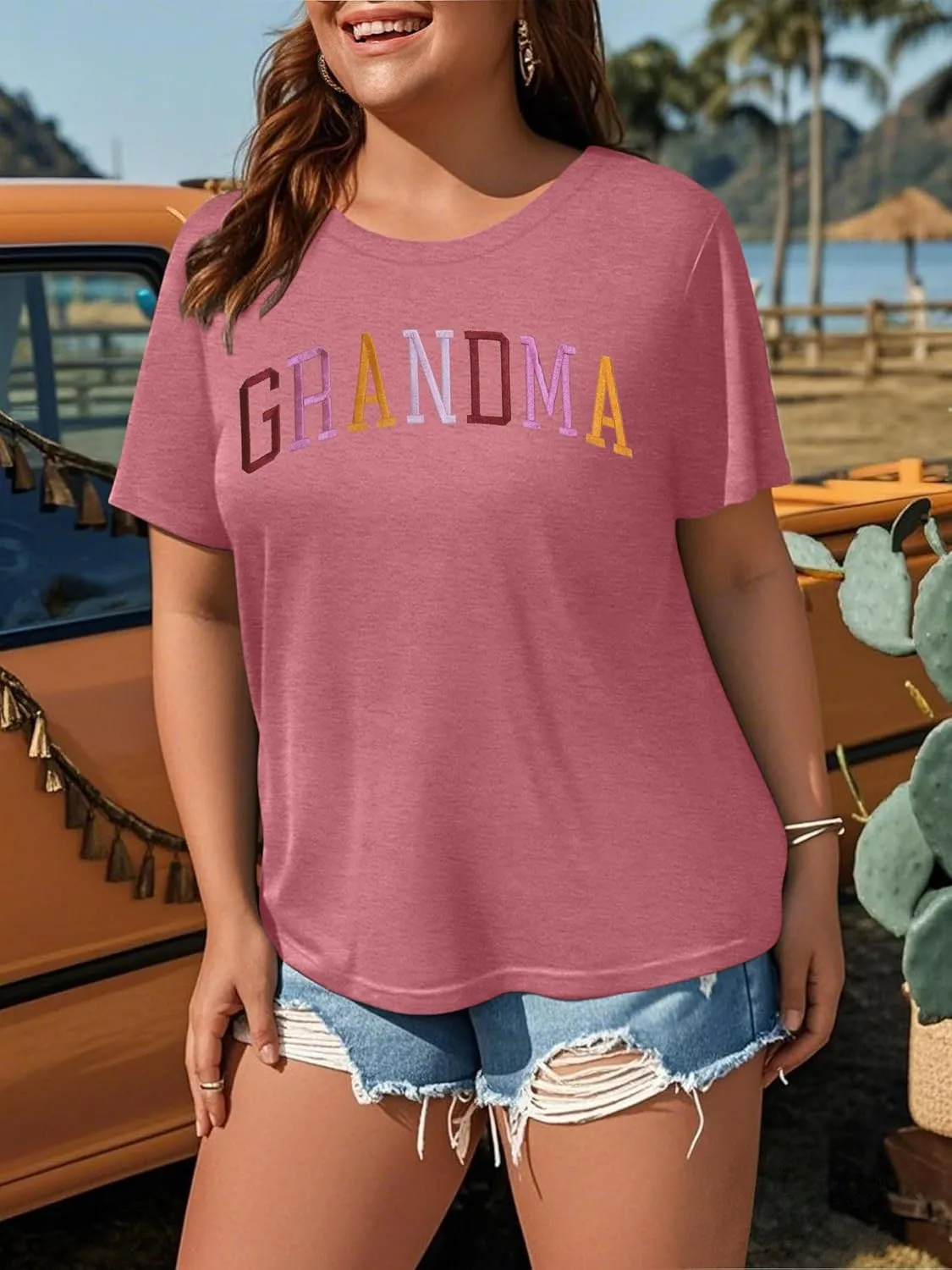Plus Size Grandma Shirts for Women Grandma Tshirt Grandma Embroidered Shirt Casual Short Sleeve Tee Tops