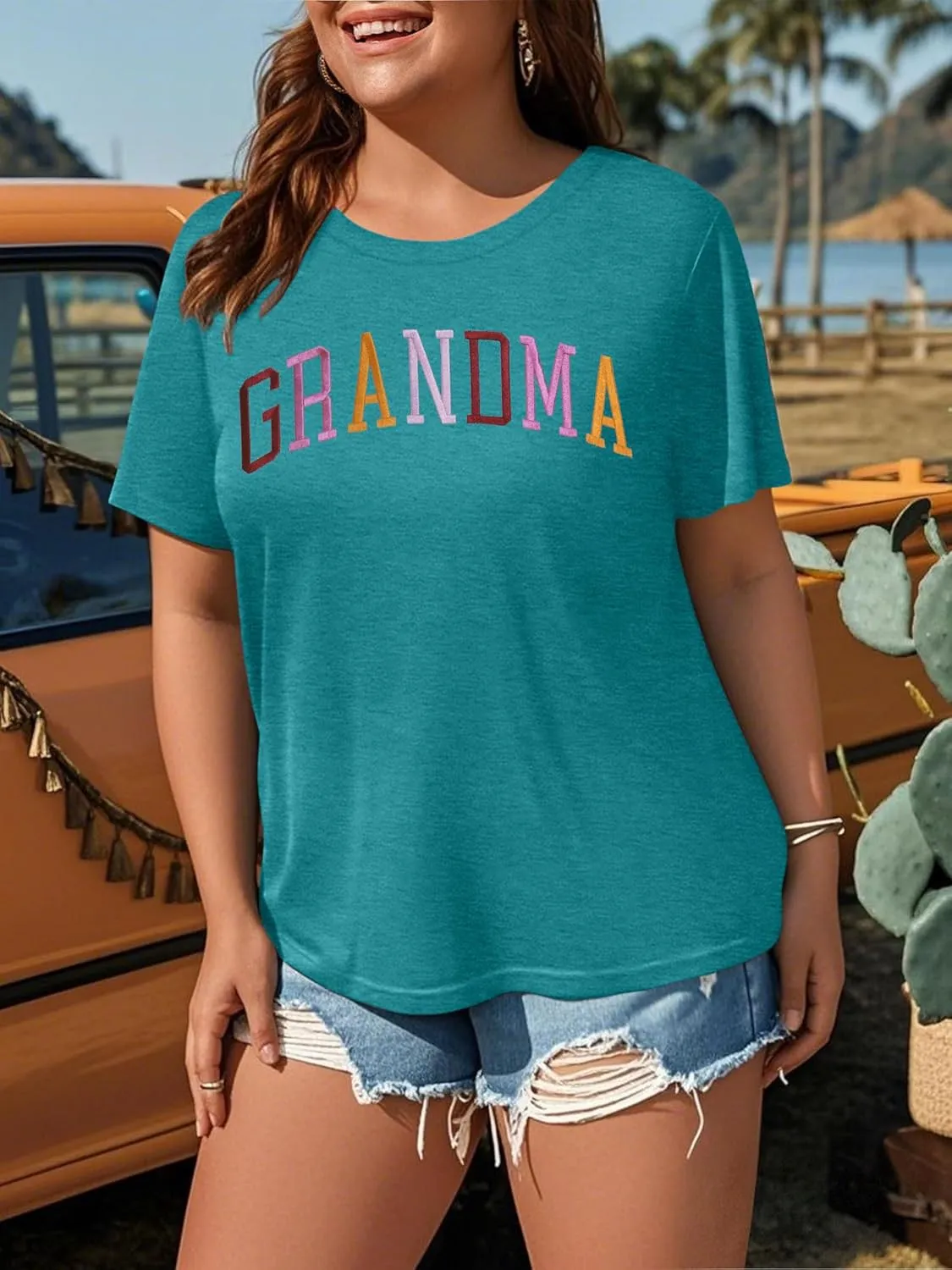 Plus Size Grandma Shirts for Women Grandma Tshirt Grandma Embroidered Shirt Casual Short Sleeve Tee Tops