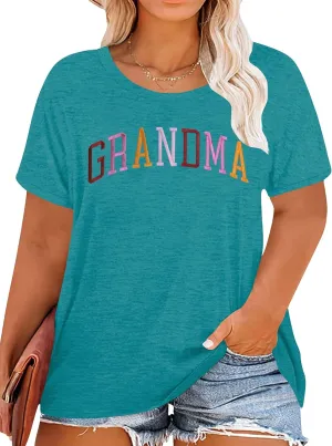 Plus Size Grandma Shirts for Women Grandma Tshirt Grandma Embroidered Shirt Casual Short Sleeve Tee Tops