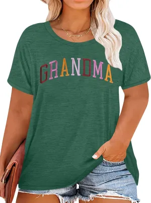 Plus Size Grandma Shirts for Women Grandma Tshirt Grandma Embroidered Shirt Casual Short Sleeve Tee Tops