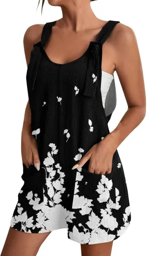 Romper for Women 2025 Summer Casual Sleeveless Jumpsuits Loose Fit Adjustable Strap Shorts Overalls Beach Vacation Outfits