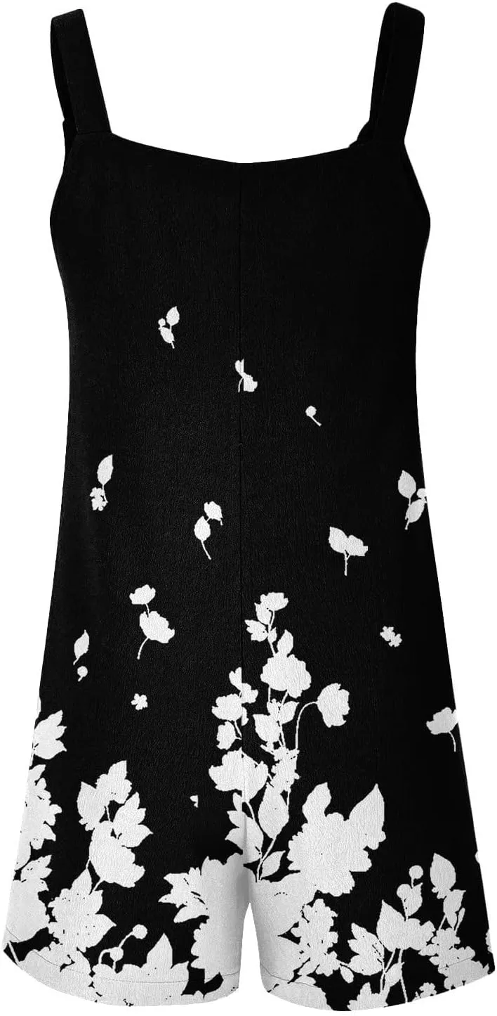 Romper for Women 2025 Summer Casual Sleeveless Jumpsuits Loose Fit Adjustable Strap Shorts Overalls Beach Vacation Outfits