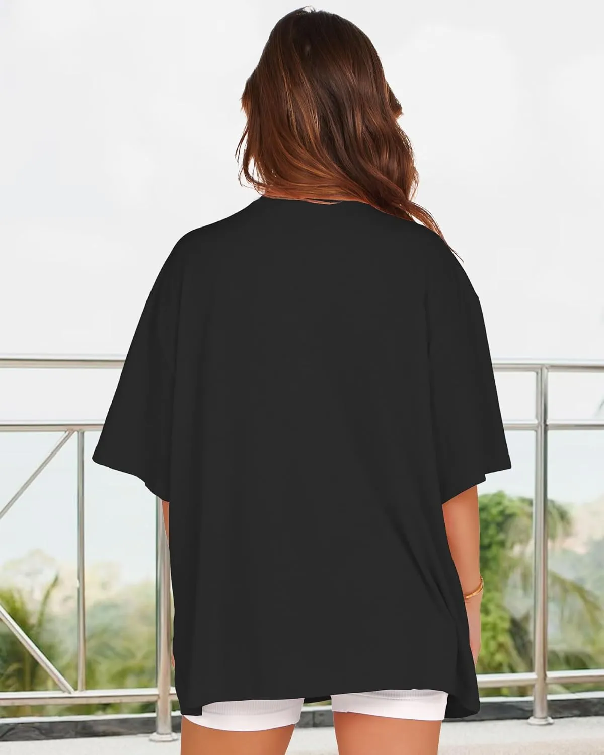 rosemia Oversized Tshirts for Women Summer Short Sleeve Round Neck Graphic Tee Shirt