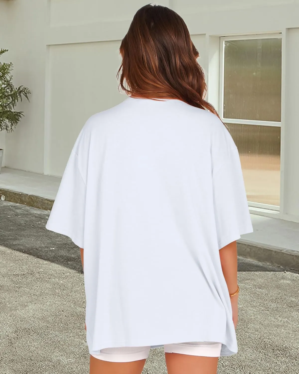 rosemia Oversized Tshirts for Women Summer Short Sleeve Round Neck Graphic Tee Shirt