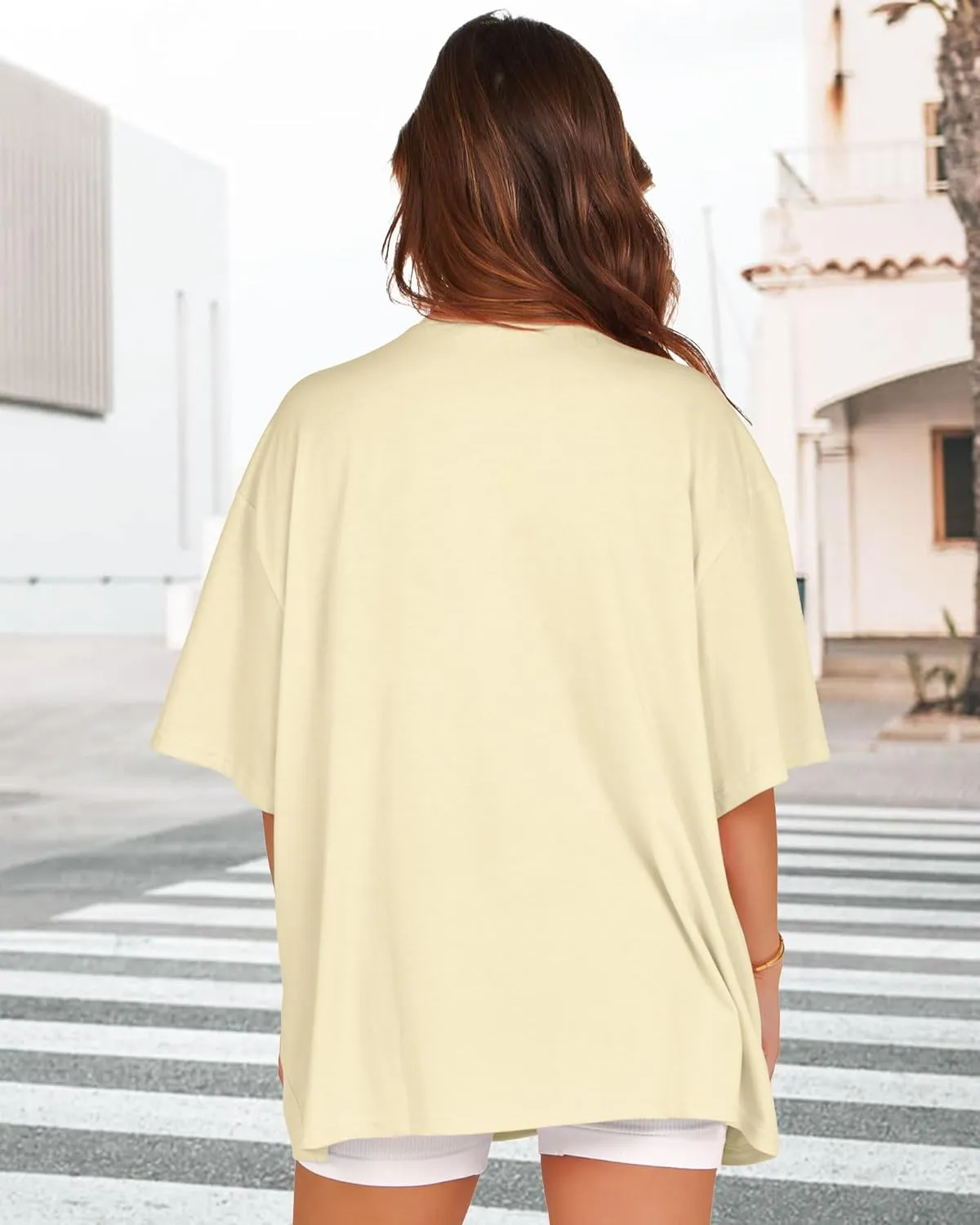 rosemia Oversized Tshirts for Women Summer Short Sleeve Round Neck Graphic Tee Shirt
