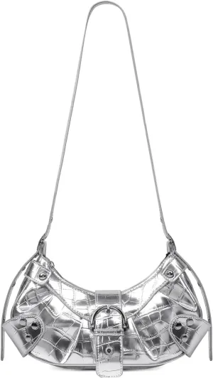 Shoulder Bag for Women Studded Punk Underarm Purse Leather Clutch Hobo Handbags