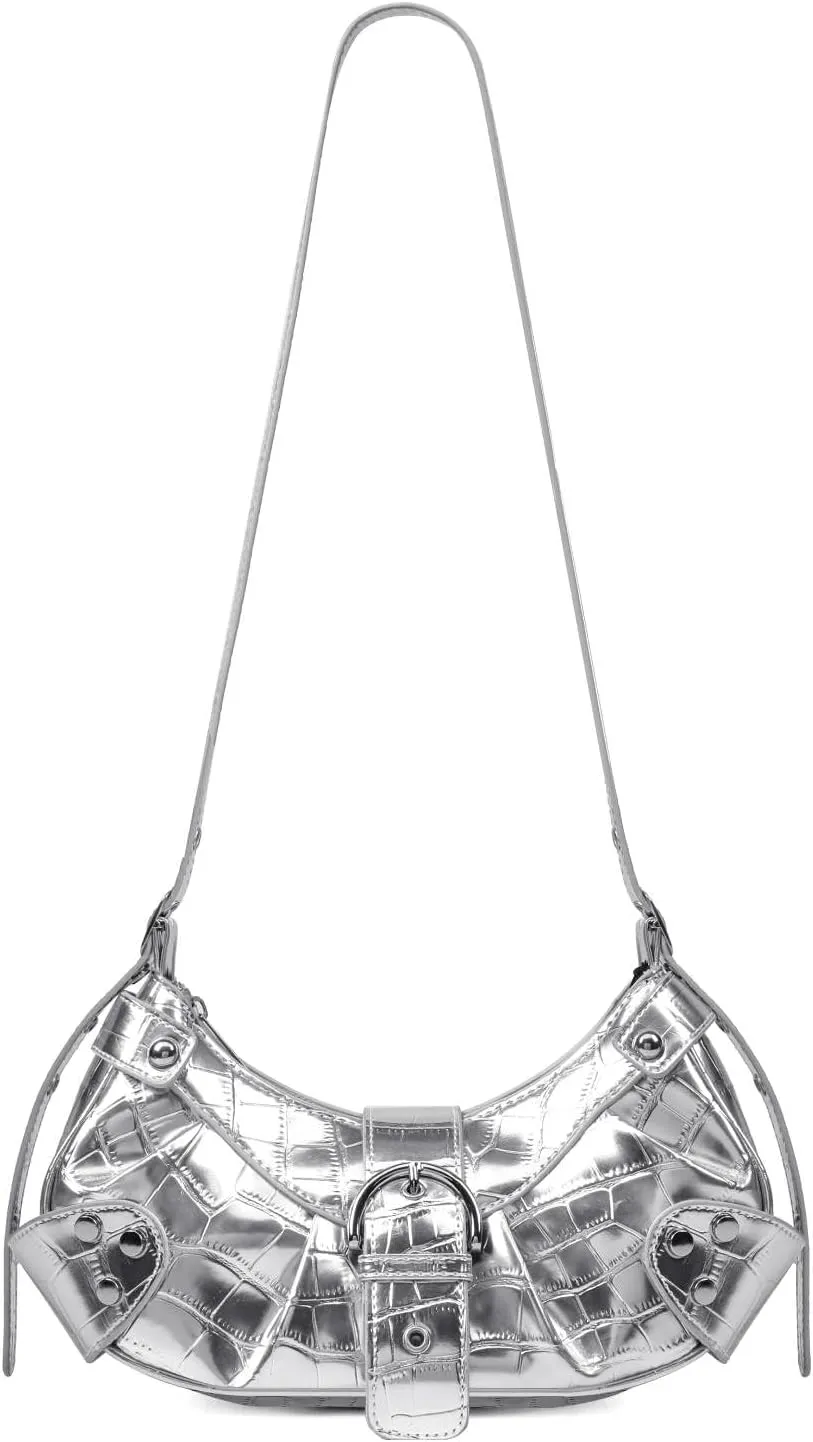 Shoulder Bag for Women Studded Punk Underarm Purse Leather Clutch Hobo Handbags