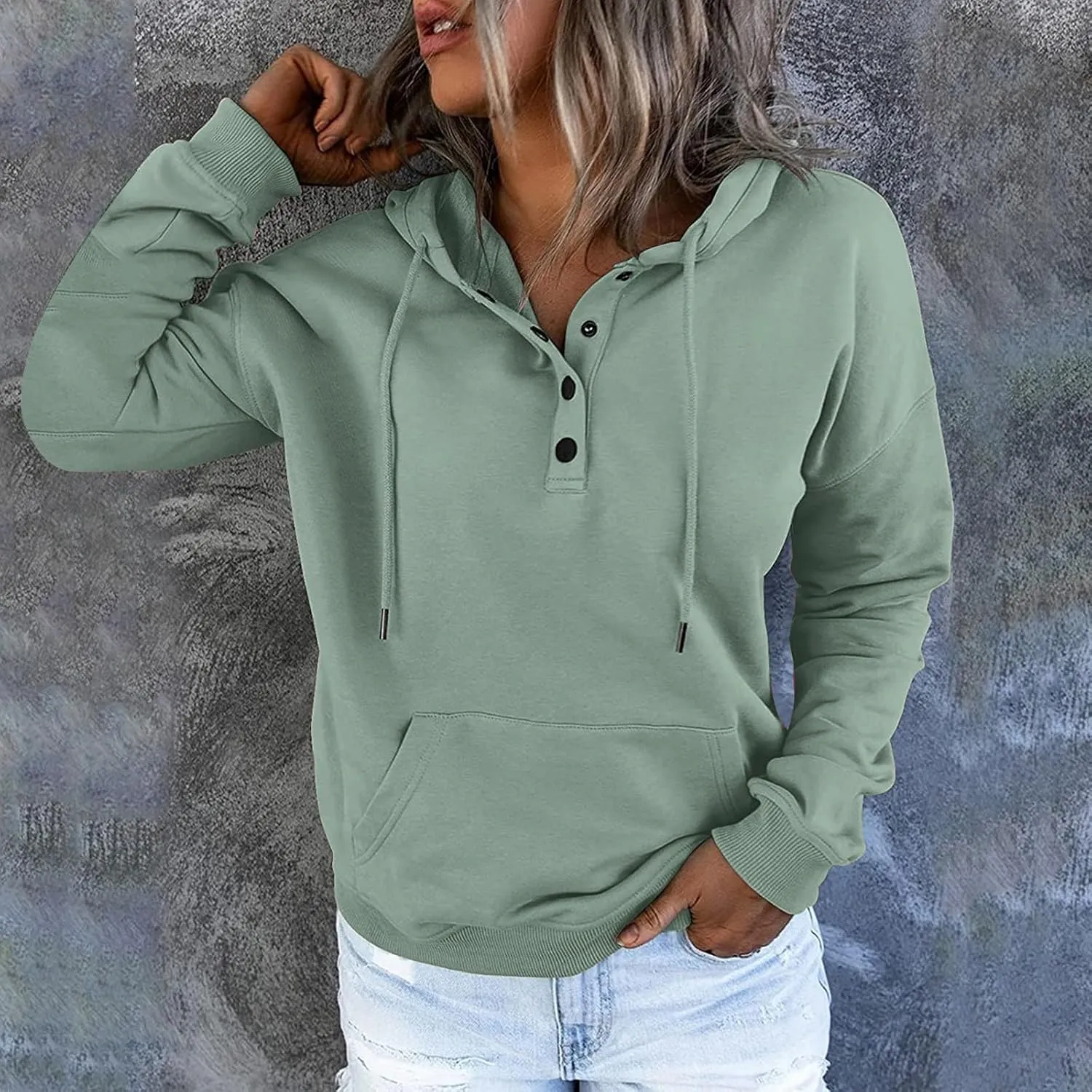 Sweatshirts for Women 2024 Plus Size Long Sleeve Drawstring Hoodies Sweaters Casual Cute Pullover Tops Fall Clothes