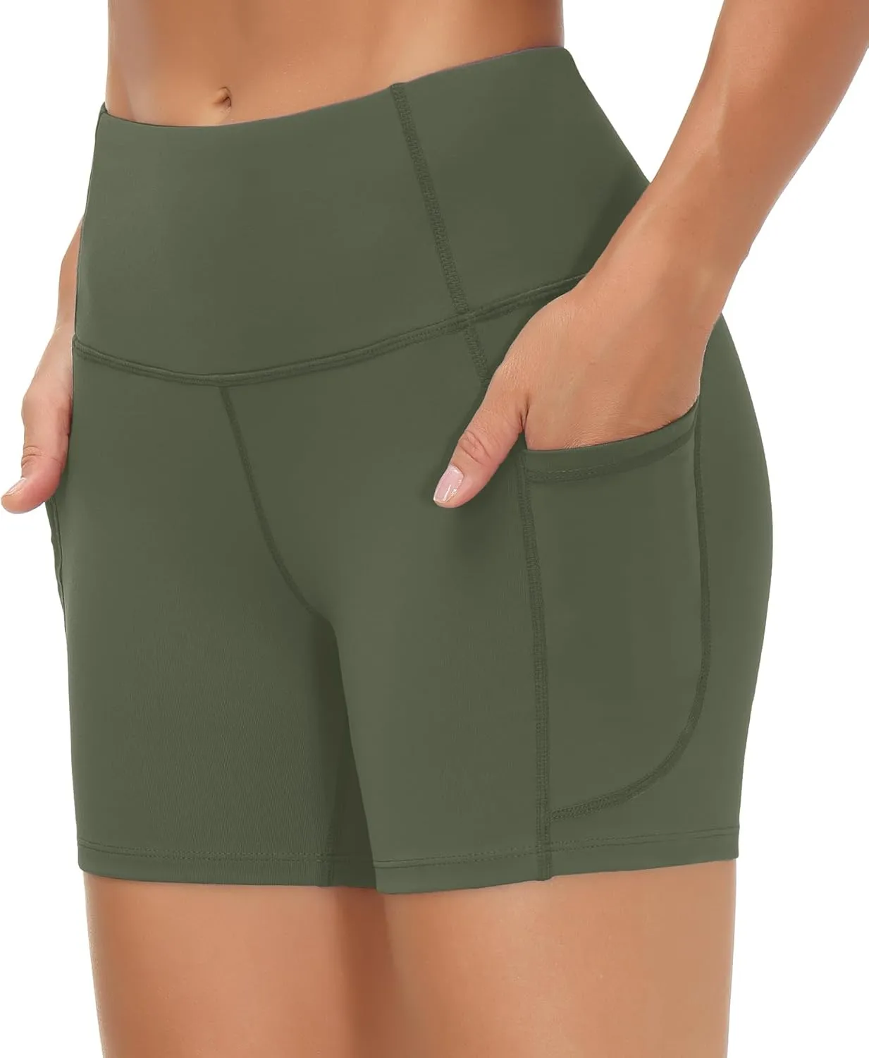 THE GYM PEOPLE Women's High Waist Workout Shorts Breathable Dolphin Split Elastic Lounge Yoga Shorts