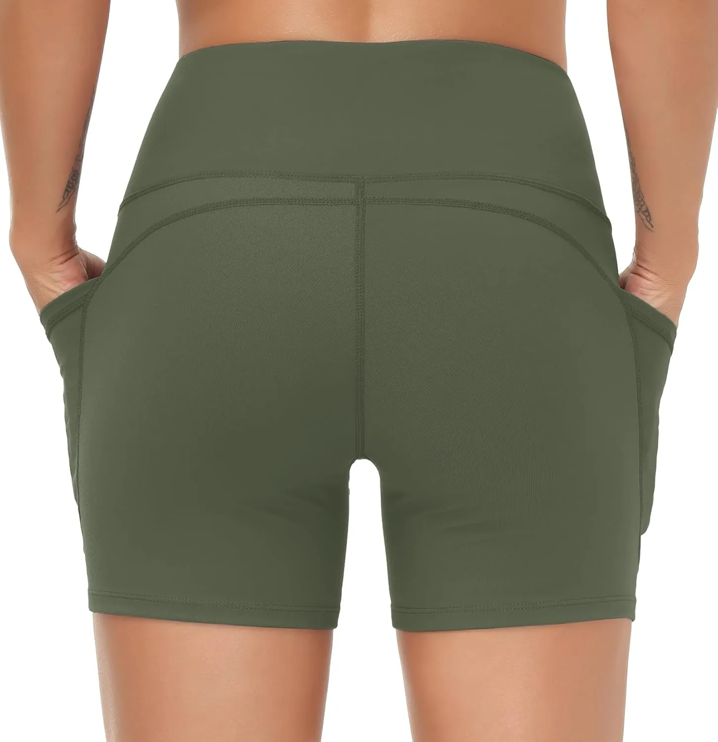 THE GYM PEOPLE Women's High Waist Workout Shorts Breathable Dolphin Split Elastic Lounge Yoga Shorts