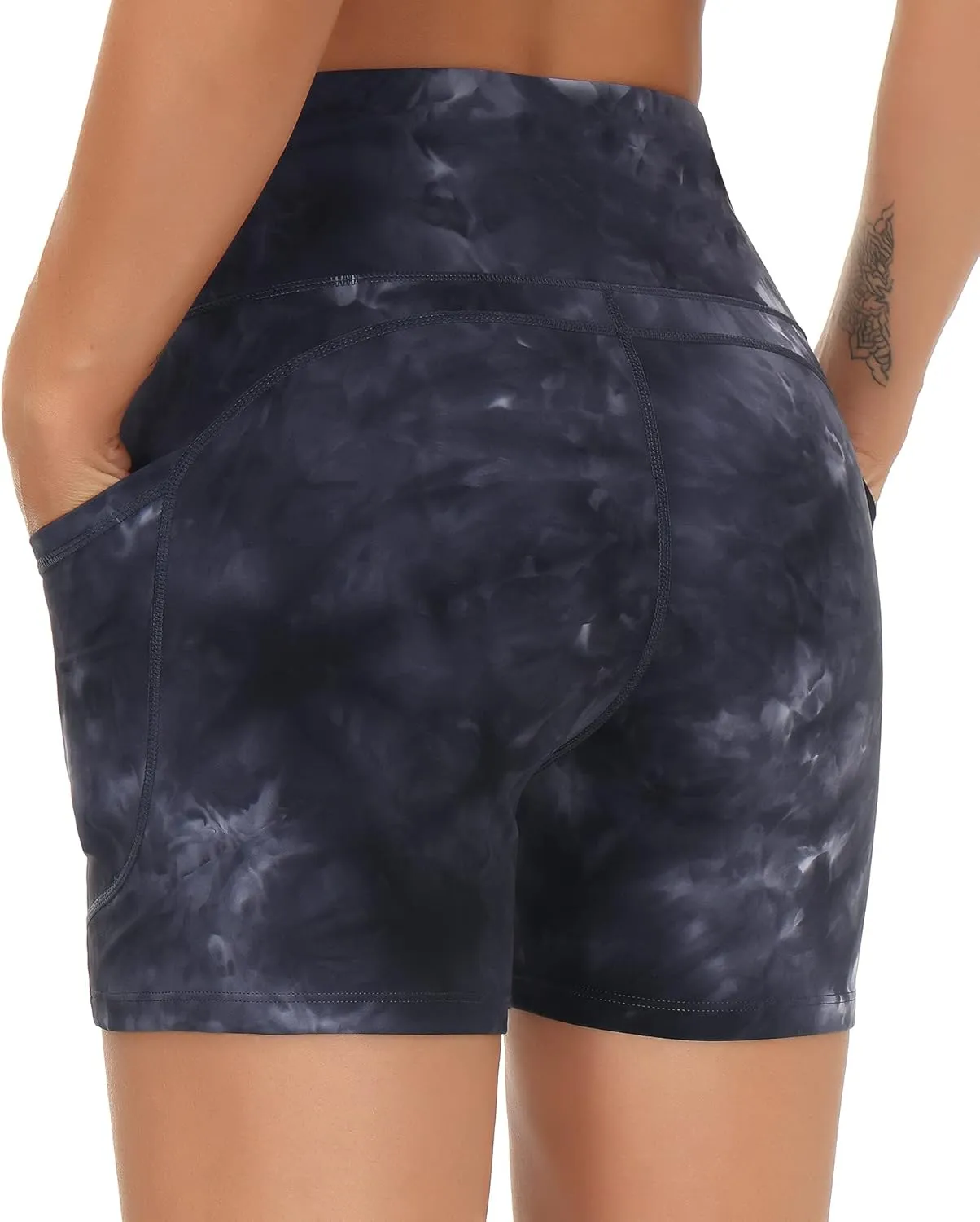 THE GYM PEOPLE Women's High Waist Workout Shorts Breathable Dolphin Split Elastic Lounge Yoga Shorts