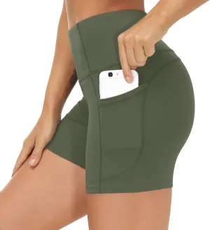 THE GYM PEOPLE Women's High Waist Workout Shorts Breathable Dolphin Split Elastic Lounge Yoga Shorts