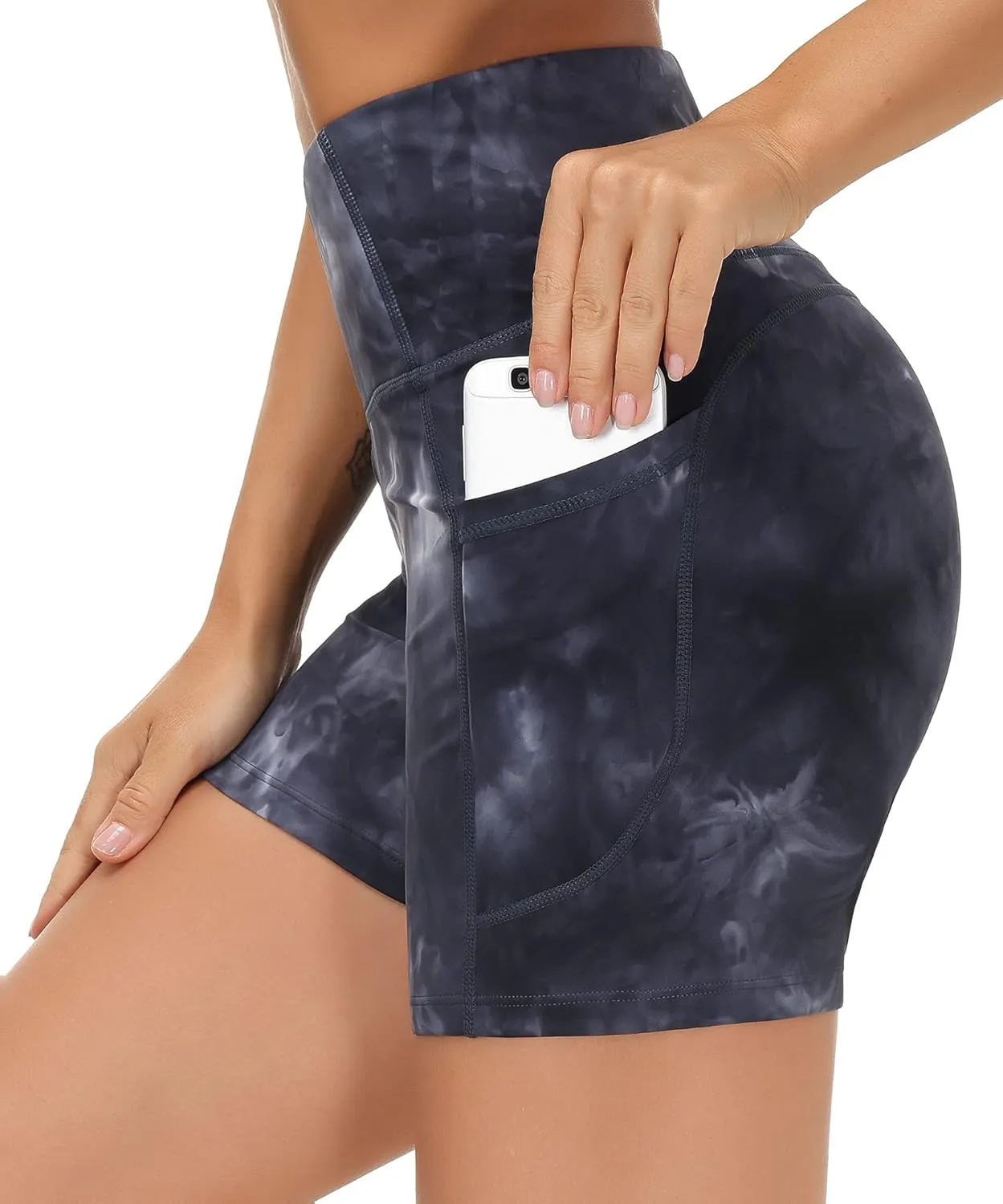 THE GYM PEOPLE Women's High Waist Workout Shorts Breathable Dolphin Split Elastic Lounge Yoga Shorts