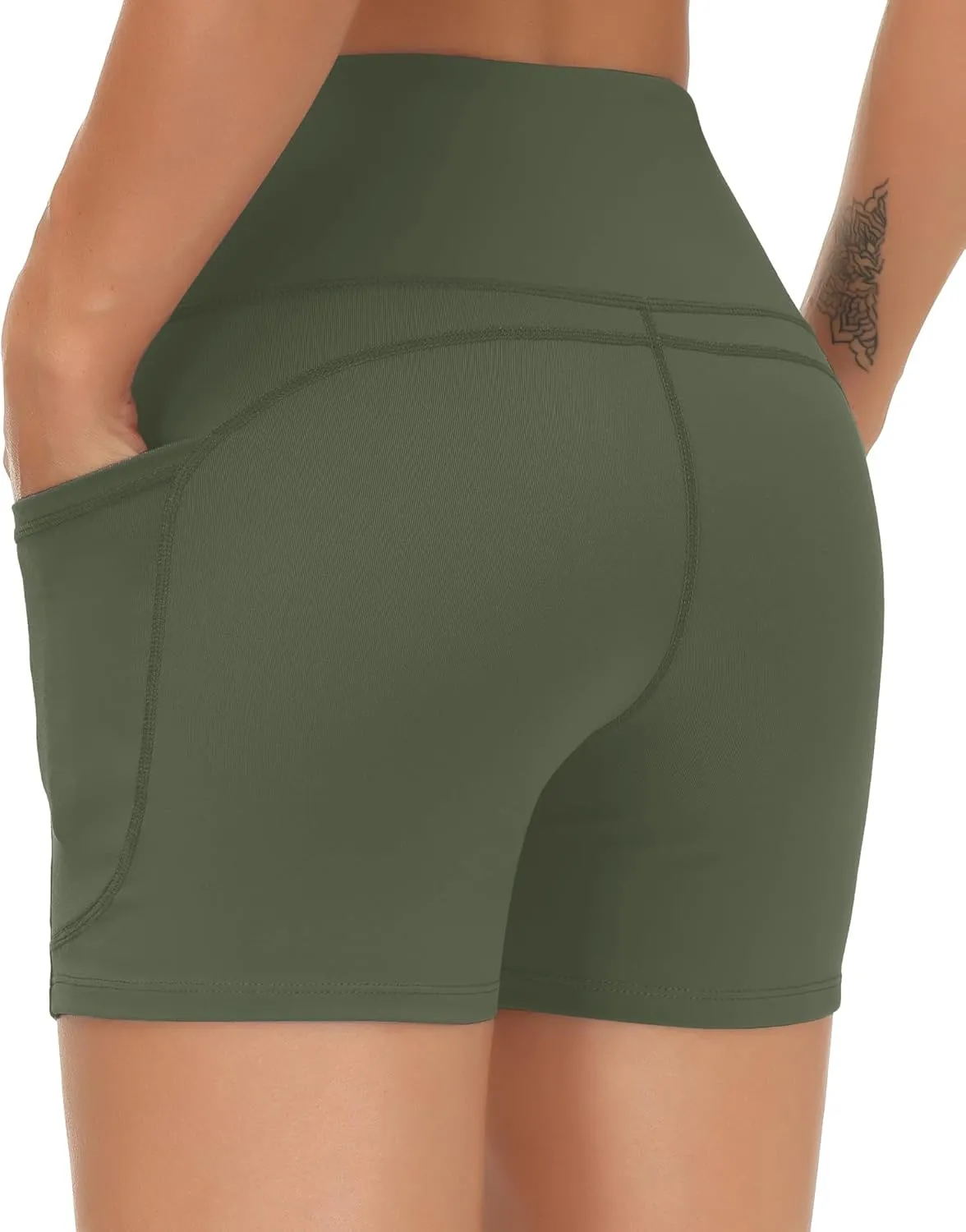THE GYM PEOPLE Women's High Waist Workout Shorts Breathable Dolphin Split Elastic Lounge Yoga Shorts