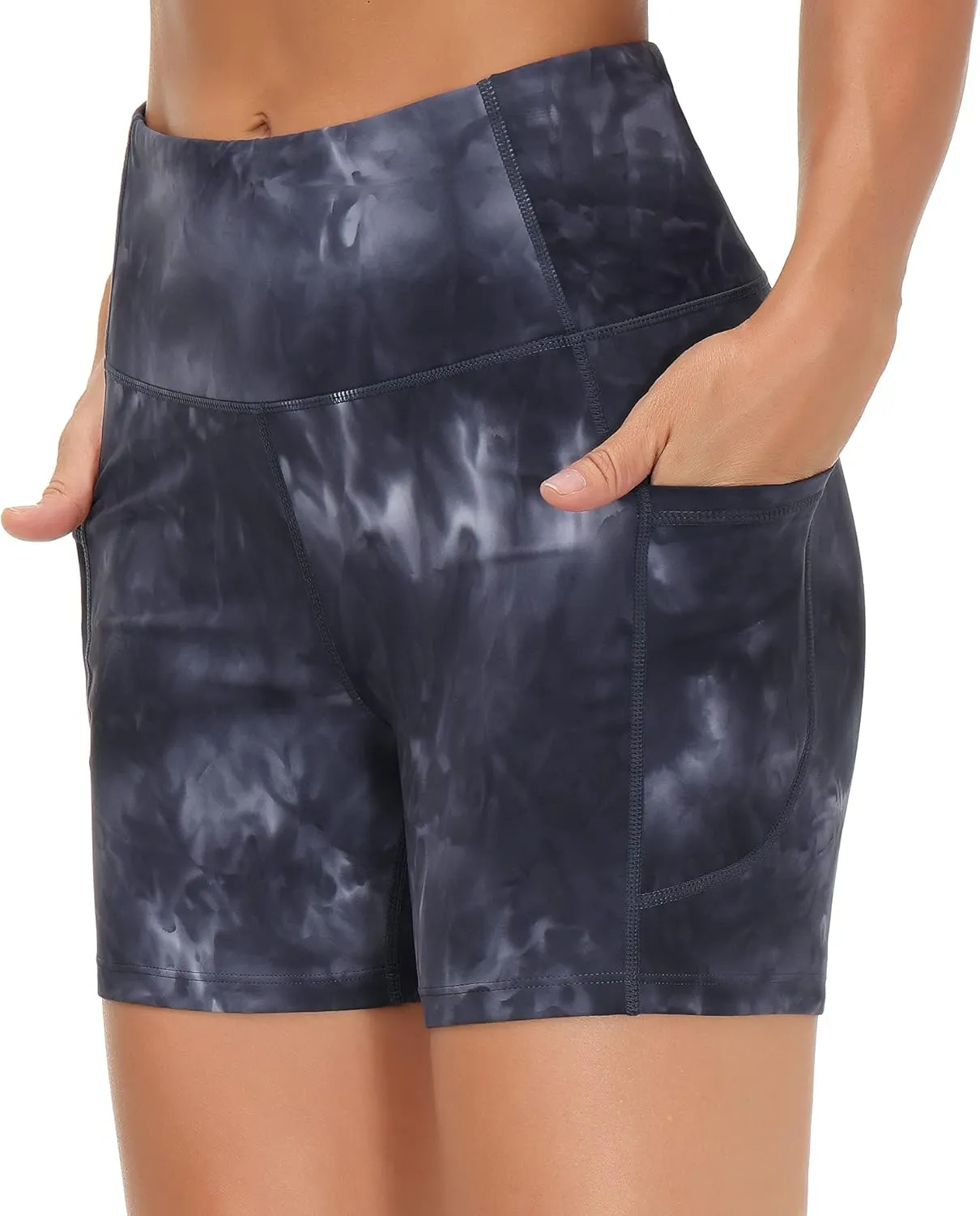 THE GYM PEOPLE Women's High Waist Workout Shorts Breathable Dolphin Split Elastic Lounge Yoga Shorts