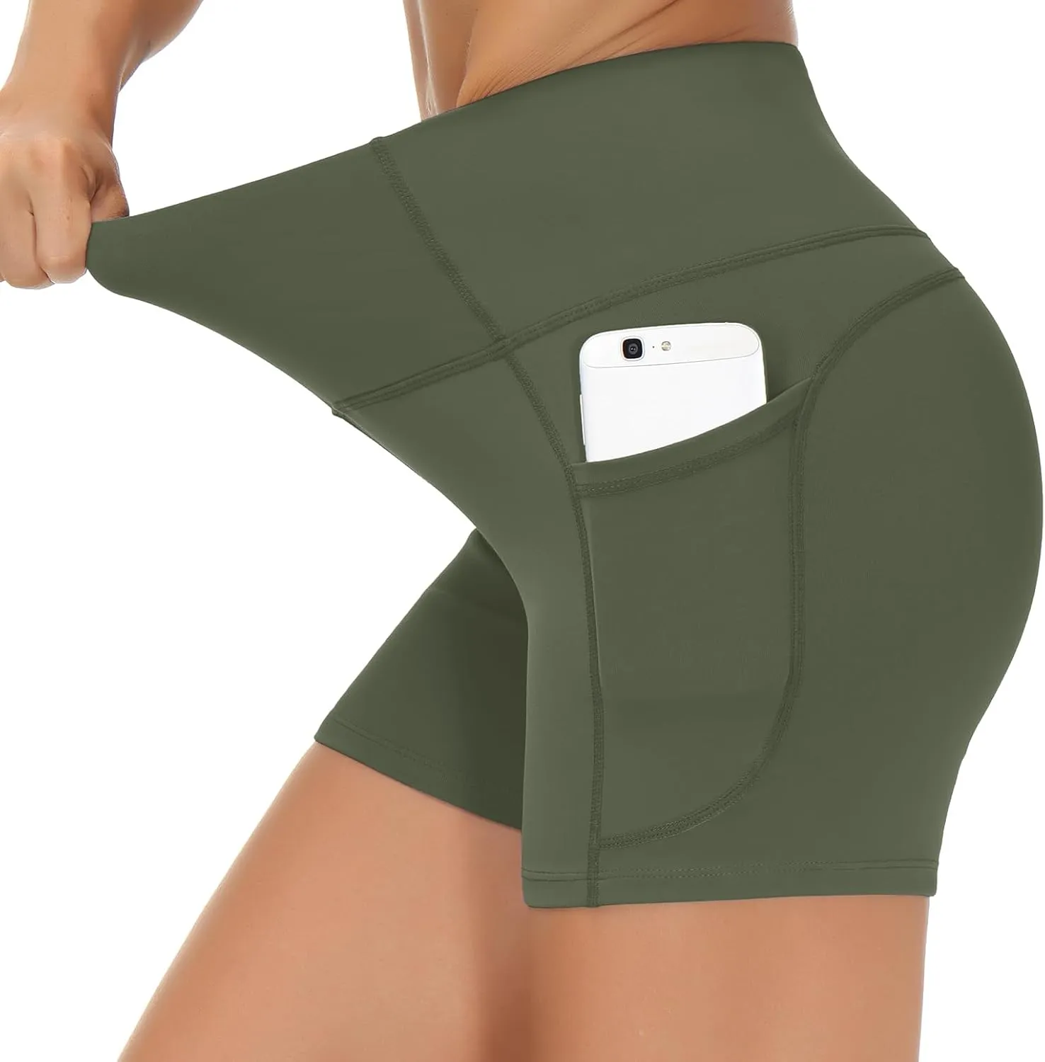 THE GYM PEOPLE Women's High Waist Workout Shorts Breathable Dolphin Split Elastic Lounge Yoga Shorts