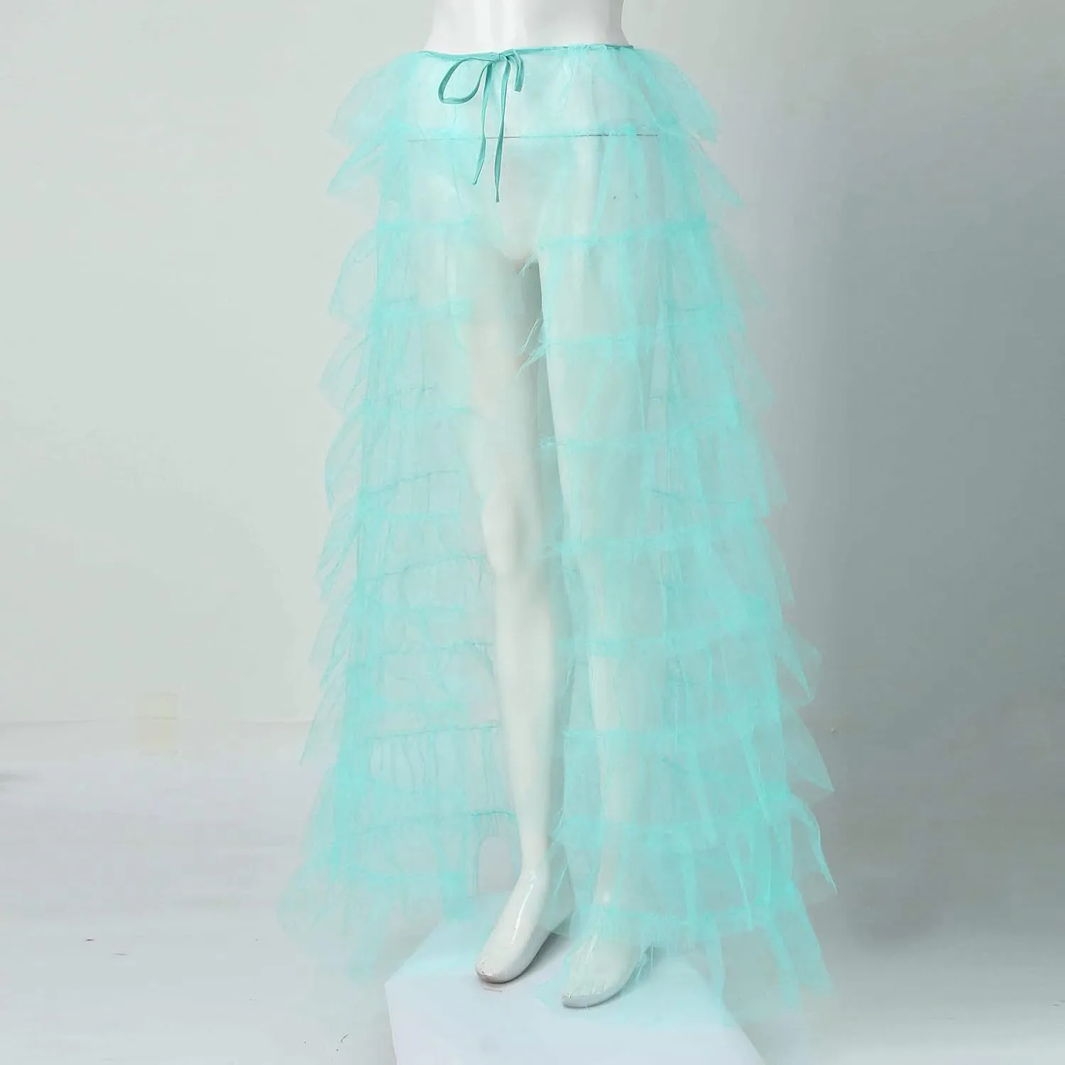 Tiered Skirts for Women High Waisted Sheer Mesh Midi Length Bohemian Skirt with Elastic Waist Flowy Chiffon Layers