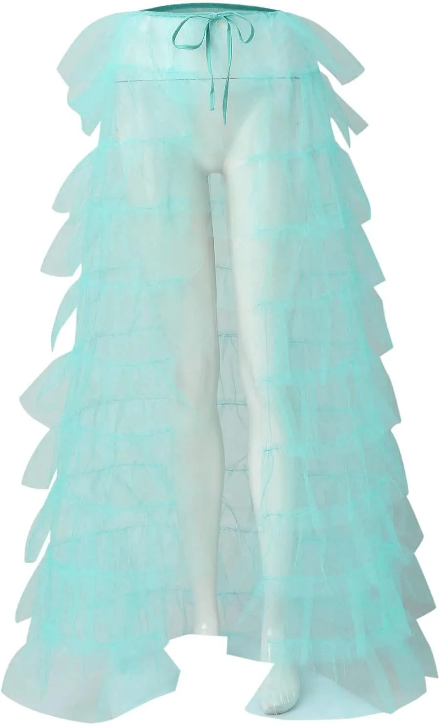 Tiered Skirts for Women High Waisted Sheer Mesh Midi Length Bohemian Skirt with Elastic Waist Flowy Chiffon Layers
