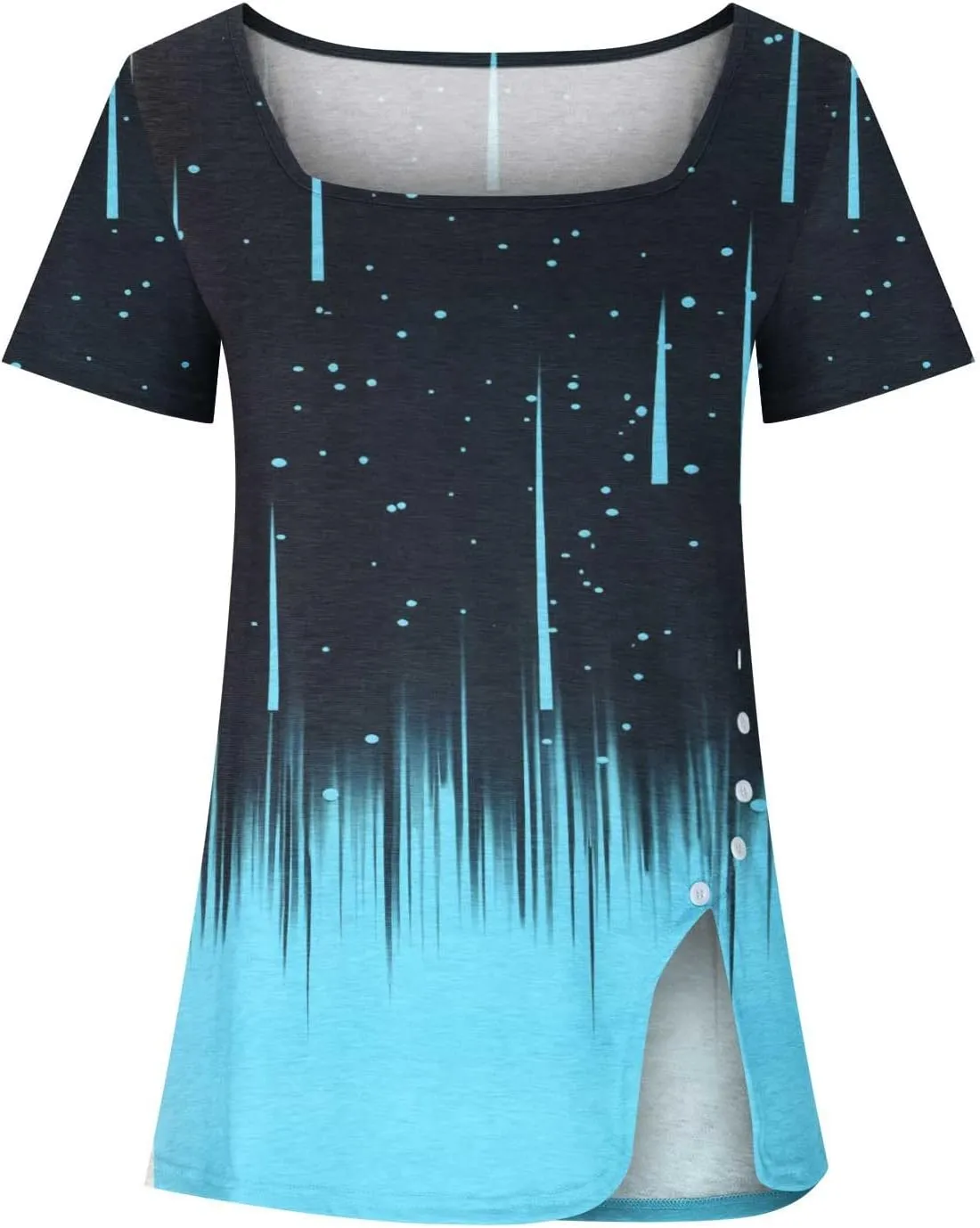 Tunic Tops for Women Trendy 2024 Boho Floral Print Summer Shirts Dressy Casual Square Neck Short Sleeve Blouses