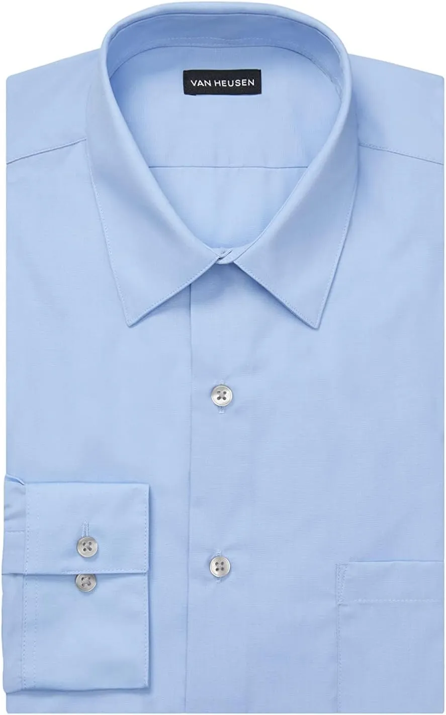 Van Heusen Men's Dress Shirt Fitted Poplin Solid