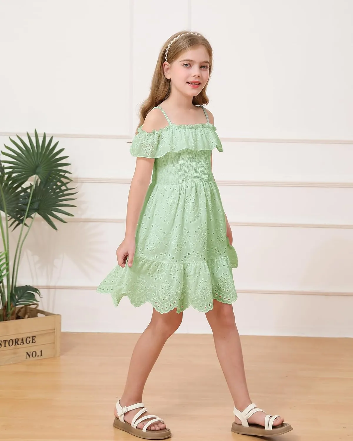 Weebaby Tween Girls Dresses Summer Outfits Smocked Dress Casual Sundress Lace Teen Girl Clothes 7-14 Years