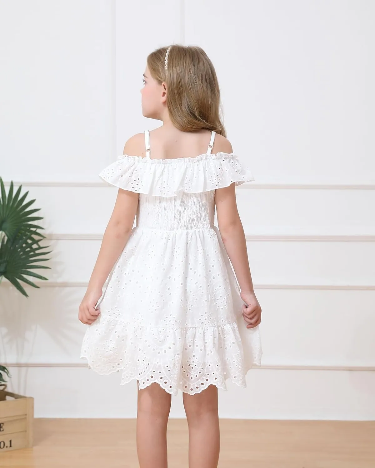 Weebaby Tween Girls Dresses Summer Outfits Smocked Dress Casual Sundress Lace Teen Girl Clothes 7-14 Years