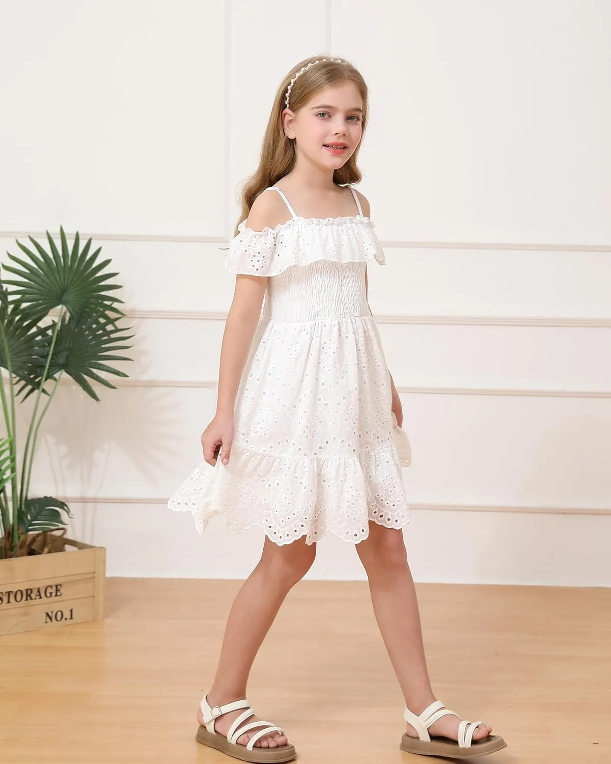 Weebaby Tween Girls Dresses Summer Outfits Smocked Dress Casual Sundress Lace Teen Girl Clothes 7-14 Years