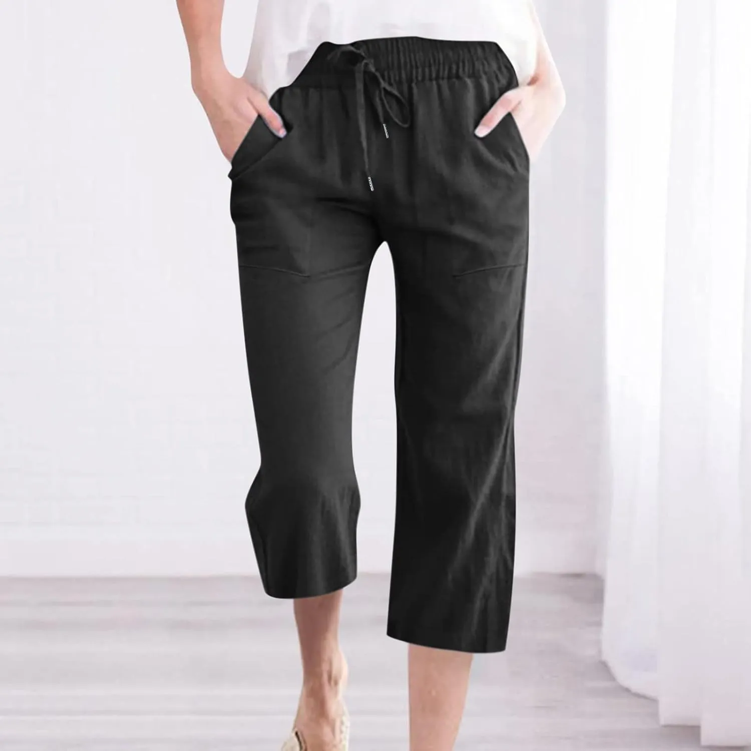 Women Cotton Linen Capris Beach Vacation Summer Pants Bohemian Boho Casual Pants Resort Trendy Wear Clothes 2025