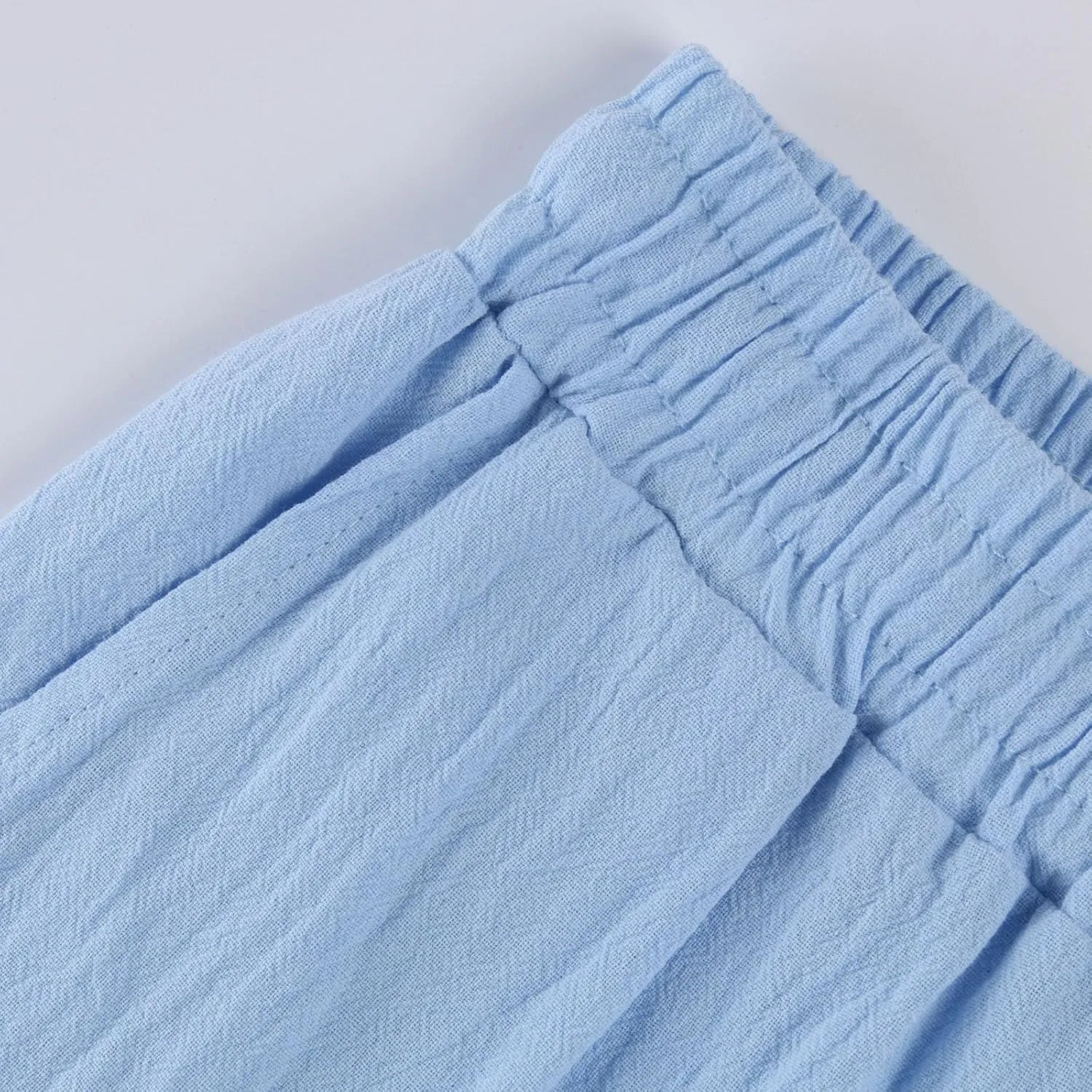 Women Linen Pants Casual Loose Elastic Waistband Boho Cropped Palazzo Beach Pants Summer Outfits 2025