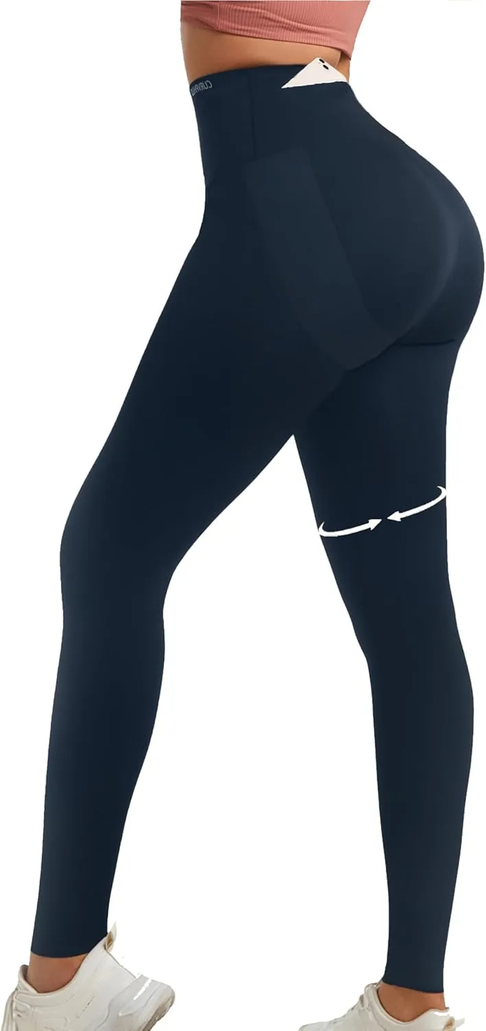 Women's Compression Leggings Butt Lifting Work Out Athletic Gym High Waist Tummy Control Stretchy with Pockets