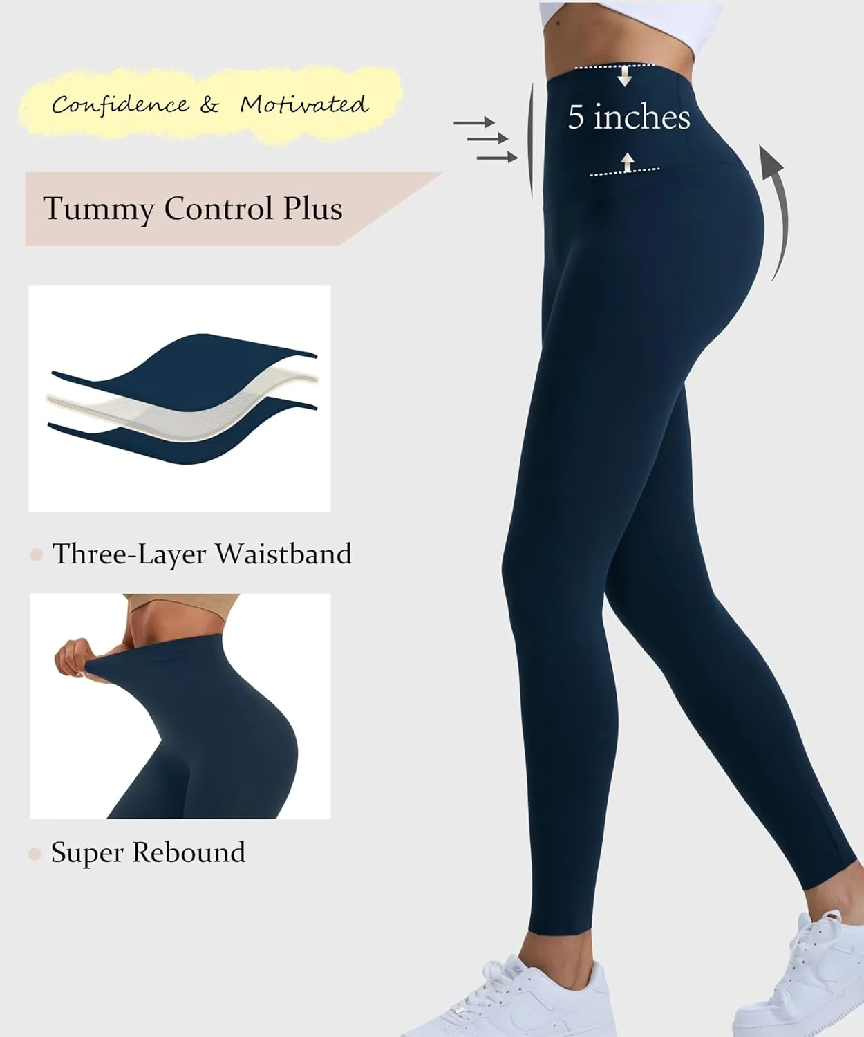 Women's Compression Leggings Butt Lifting Work Out Athletic Gym High Waist Tummy Control Stretchy with Pockets