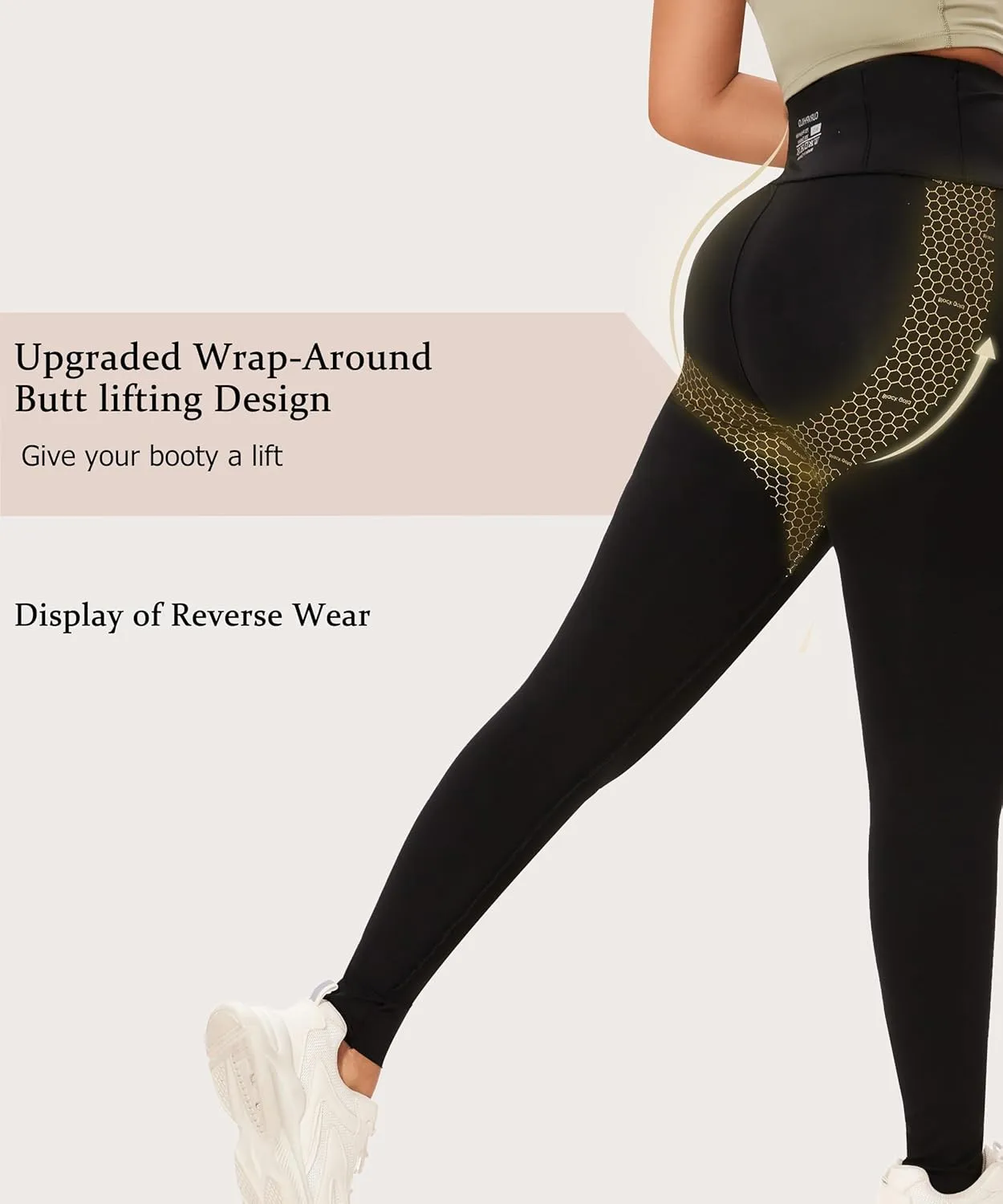 Women's Compression Leggings Butt Lifting Work Out Athletic Gym High Waist Tummy Control Stretchy with Pockets
