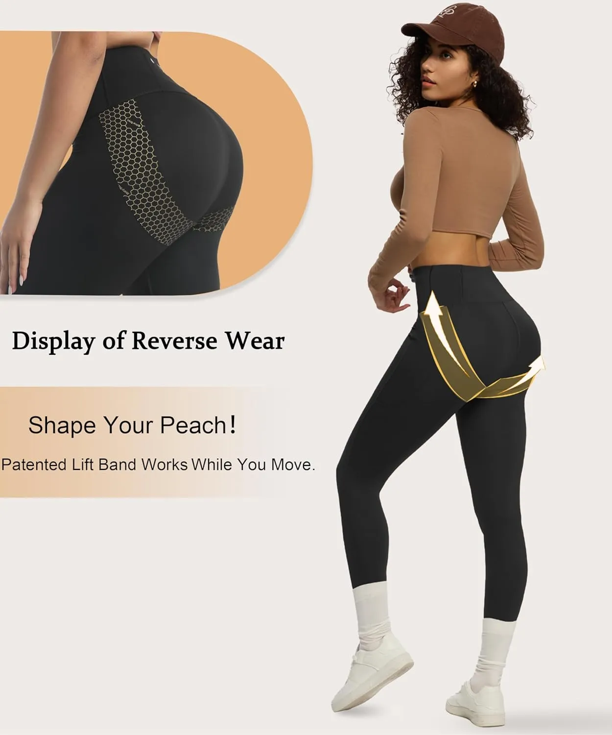 Women's Compression Leggings Butt Lifting Work Out Athletic Gym High Waist Tummy Control Stretchy with Pockets