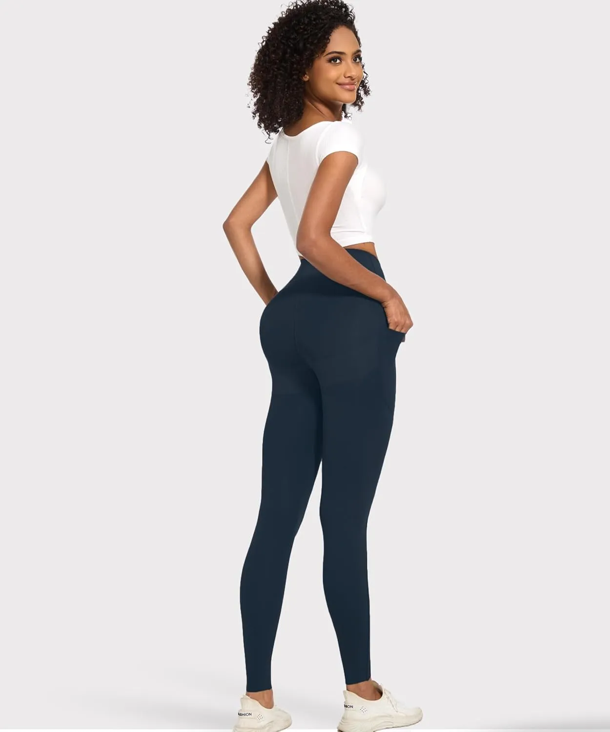Women's Compression Leggings Butt Lifting Work Out Athletic Gym High Waist Tummy Control Stretchy with Pockets