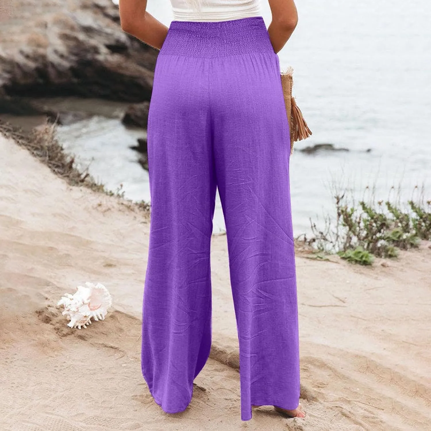 Women's Dress Pants Solid Wide Leg Casual Sport Trousers Straight Leg High Waist Pants Casual Trousers Sweatpants