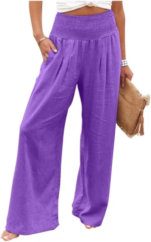 Women's Dress Pants Solid Wide Leg Casual Sport Trousers Straight Leg High Waist Pants Casual Trousers Sweatpants