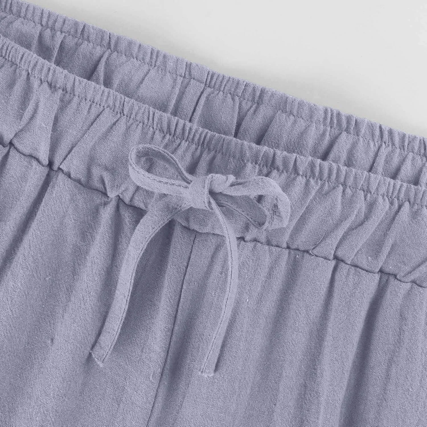 Womens Fashion Cotton Linen Pants Wide Leg Palazzo Causal Flowy Summer Trousers Beach Vacation Clothes Outfits