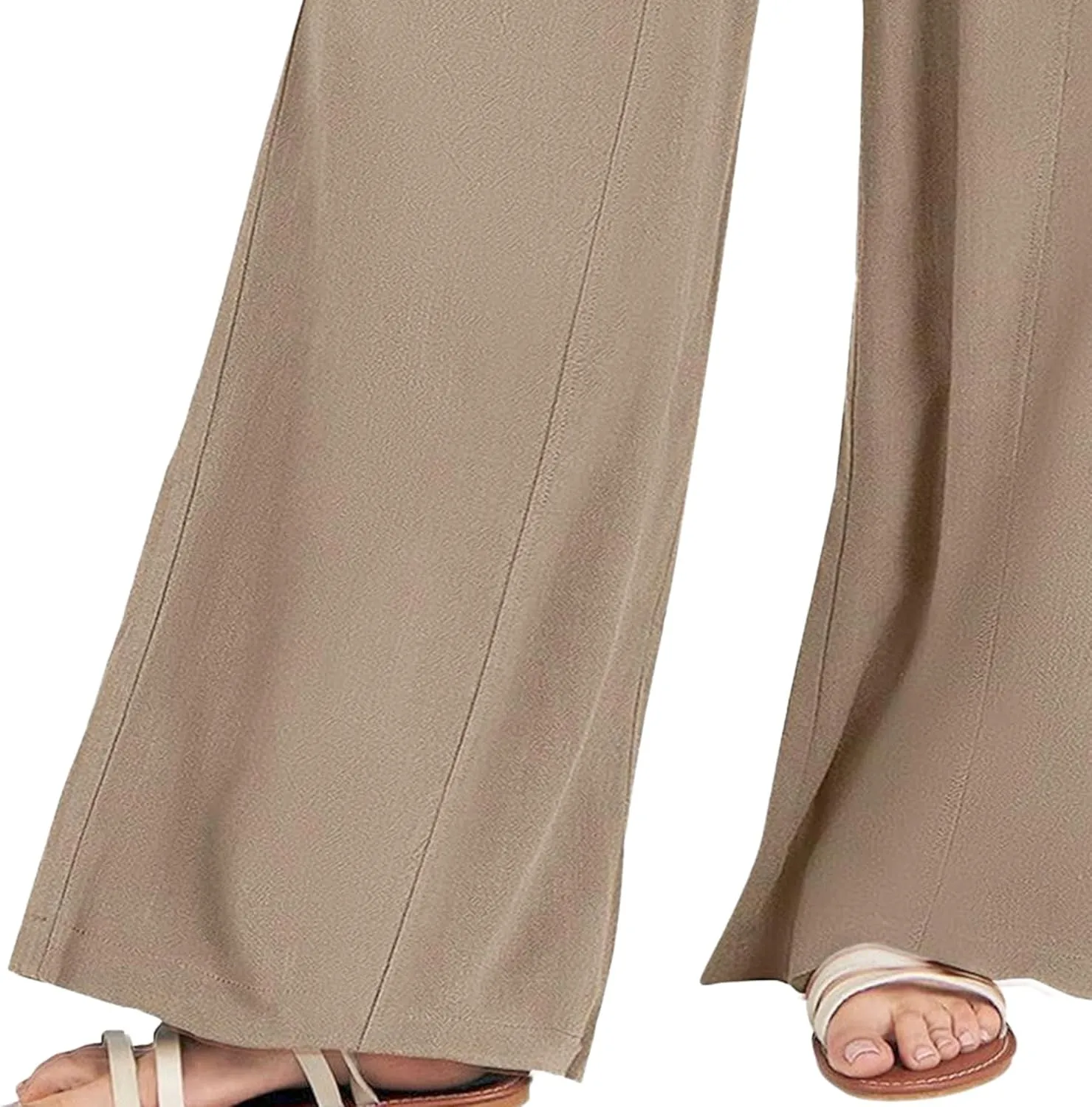 Women's Linen Pants 2025 Summer Casual Loose Wide-Leg Pants High Waisted Flowing Beach Pants Work Clothes with Pockets