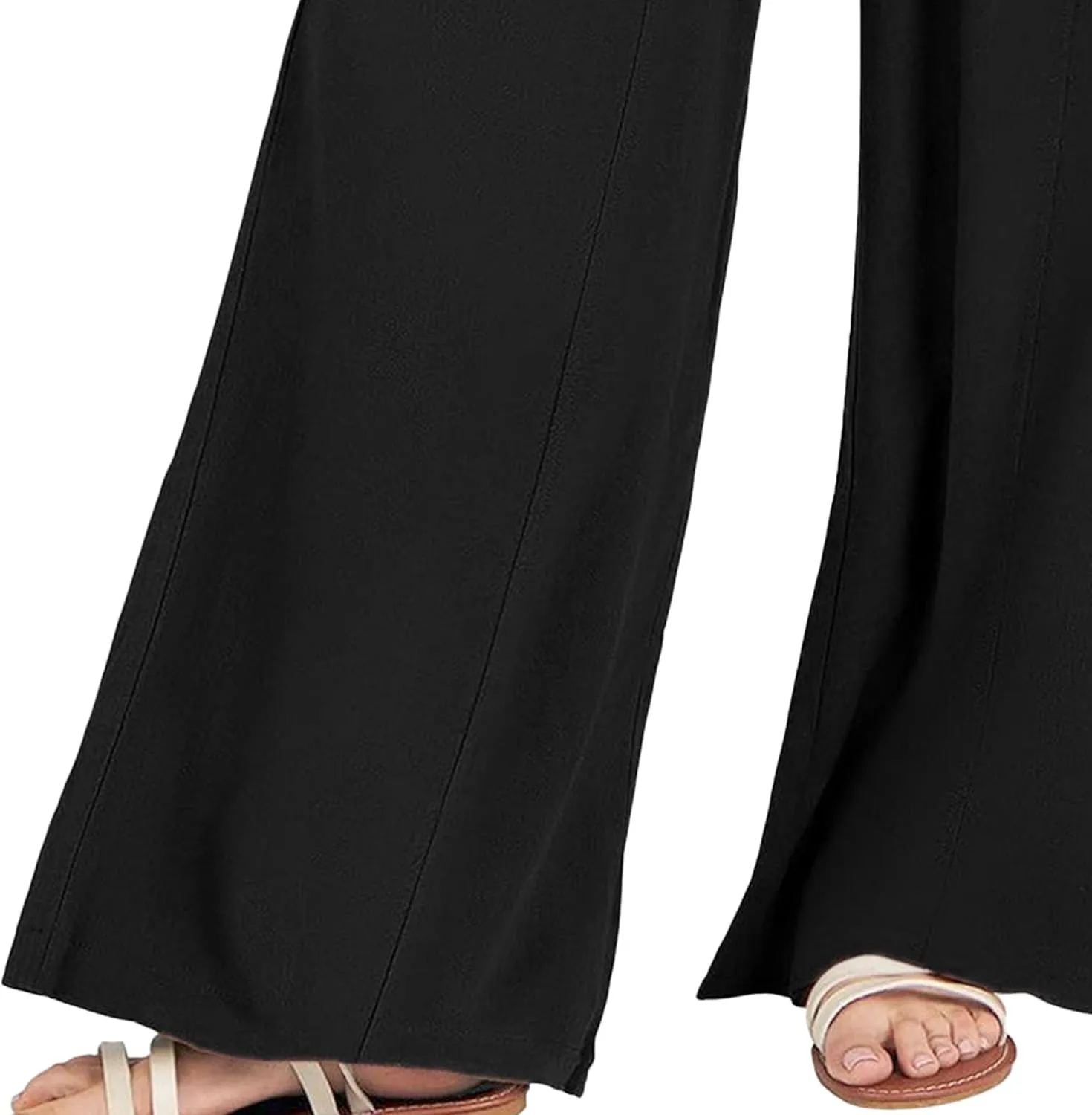 Women's Linen Pants 2025 Summer Casual Loose Wide-Leg Pants High Waisted Flowing Beach Pants Work Clothes with Pockets