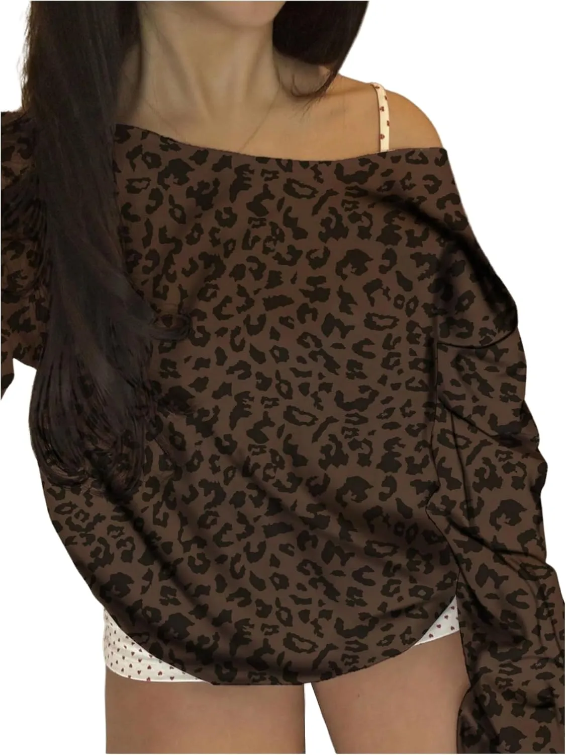 Women's Off The Shoulder Sweatshirt Tops Graphic Long Sleeve Loose Pullover Fall Tops Trendy
