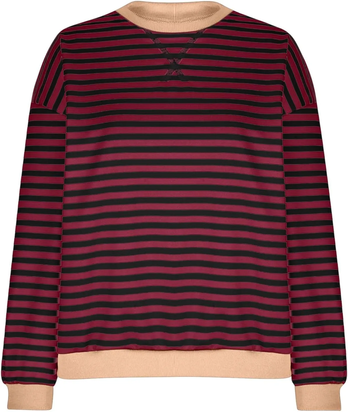 Women's Oversized Striped Color Block Sweatshirts Tops Long Sleeve Crewneck Baggy Y2k Preppy Pullover Shirt Blouse