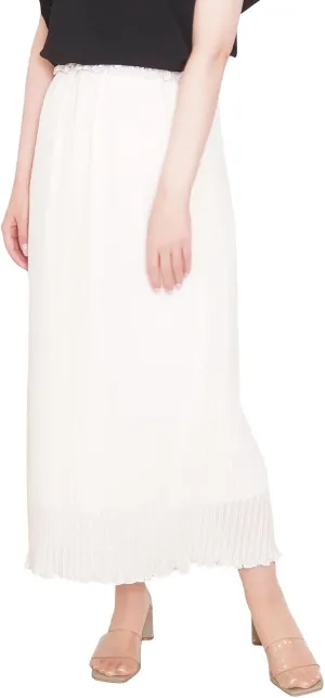 Women's Pleated Chiffon Maxi Skirt Dobby dot Design Comfortable Wrinkle-Resistant with Elastic Waistband