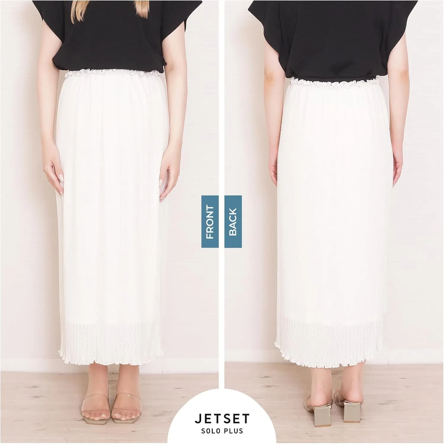 Women's Pleated Chiffon Maxi Skirt Dobby dot Design Comfortable Wrinkle-Resistant with Elastic Waistband