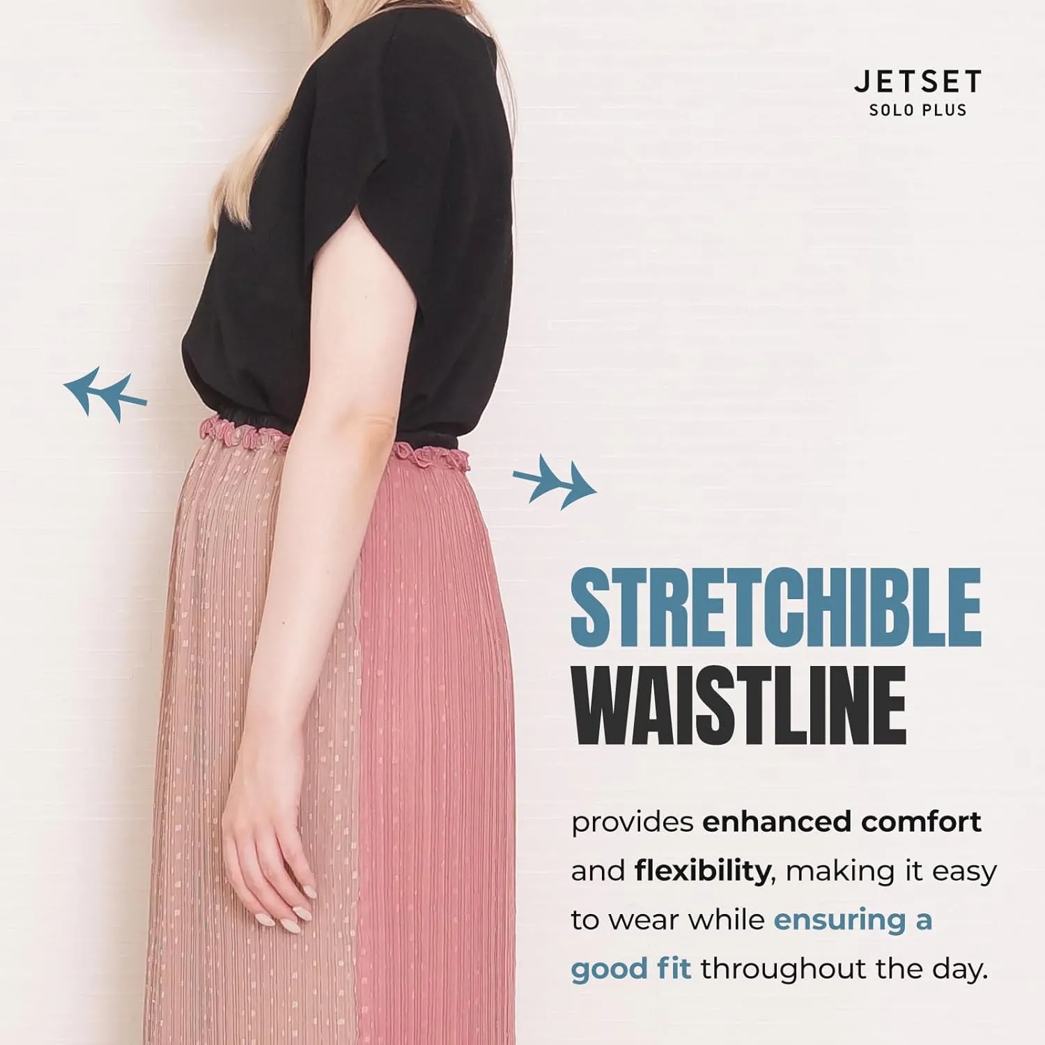 Women's Pleated Chiffon Maxi Skirt Dobby dot Design Comfortable Wrinkle-Resistant with Elastic Waistband