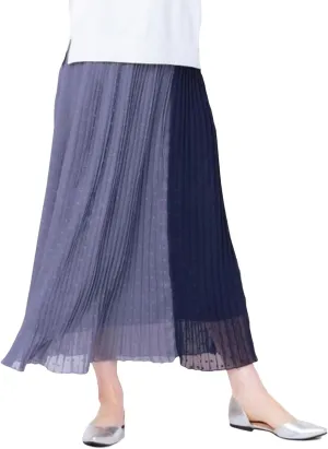 Women's Pleated Chiffon Maxi Skirt Dobby dot Design Comfortable Wrinkle-Resistant with Elastic Waistband