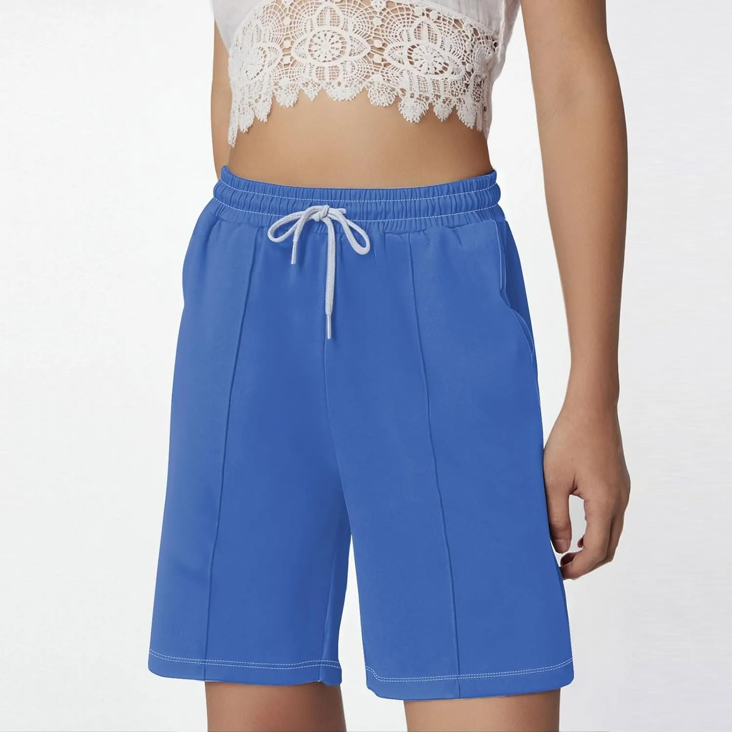 Womens Running Shorts Casual Elastic High Waisted Drawstring Athletic Shorts Loose Breathable Soft Workout Short Pants